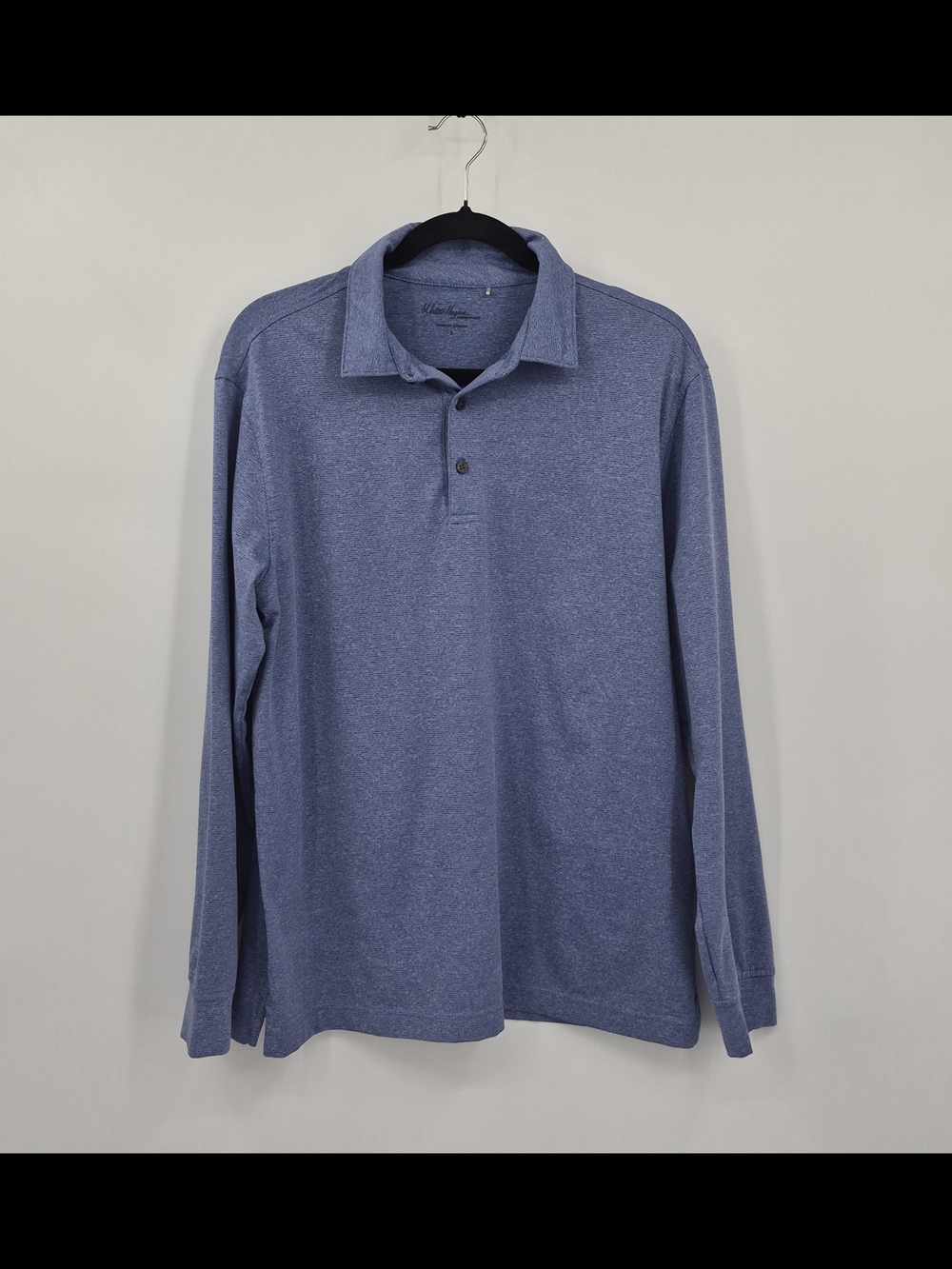 Walter Hagen Men's Small Heathered Blue Long-sleeve Performance Polo Shirt